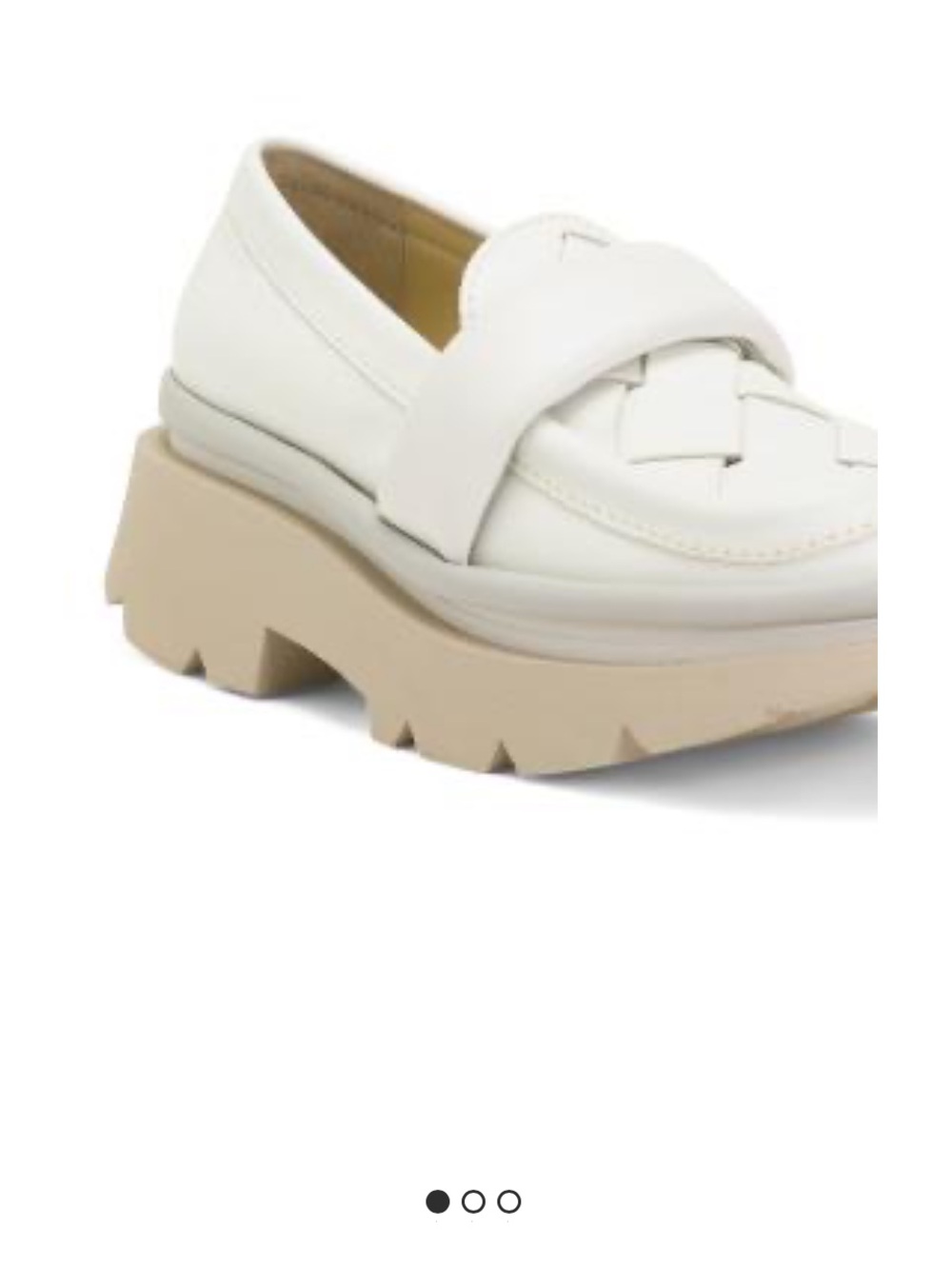 4ccccees Anana White Braided Vamp Platform Loafer with Chunky Tan Sole